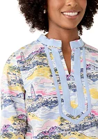 Women's 3/4 Sleeve Kurta Woven Printed Top