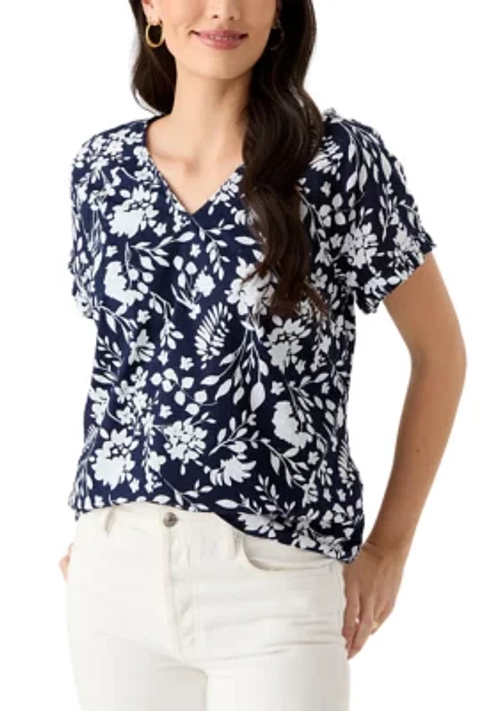 Women's Short Sleeve Ruffle Trim Top