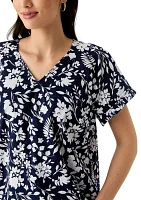 Women's Short Sleeve Ruffle Trim Top