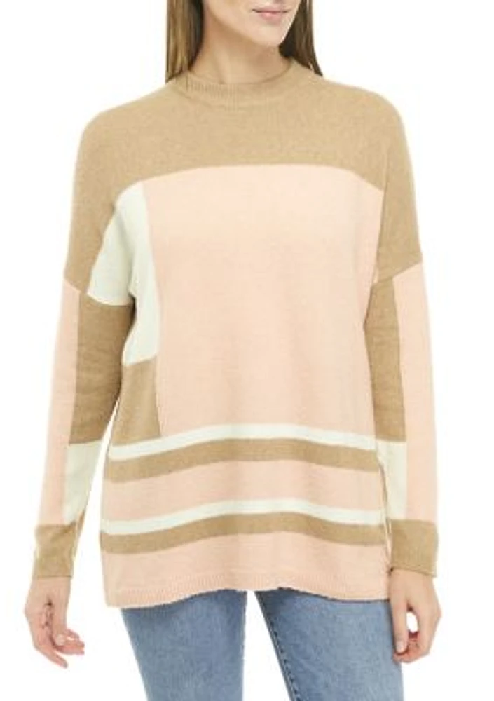 Women's Drop Shoulder Color Blocked Sweater