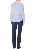 Women's Easy Care Stripe Y-Neck Shirt