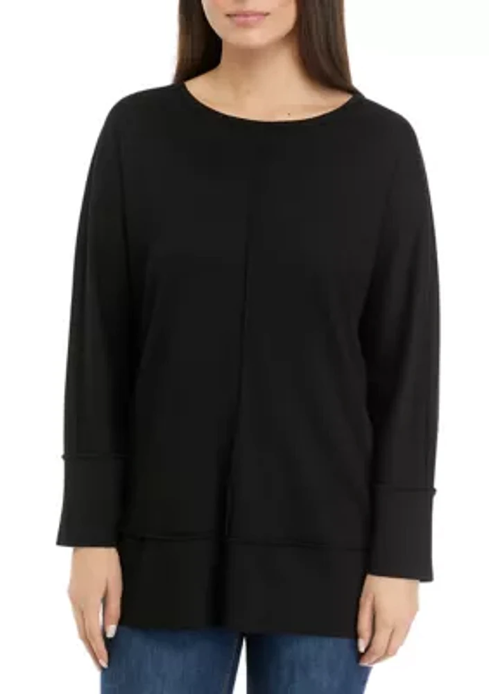 Petite Serenity Knit 3/4 Dolman Sleeve Seam Detail Tunic