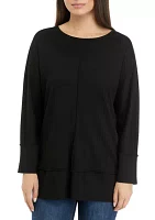 Petite Serenity Knit 3/4 Dolman Sleeve Seam Detail Tunic