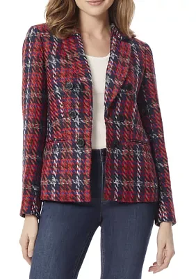 Women's Plaid Faux Double Breasted Jacket