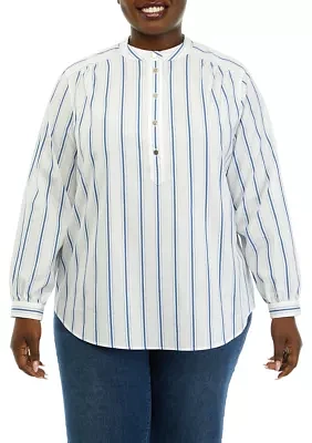 Plus Stripe Poplin Top