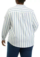 Plus Stripe Poplin Top