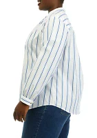 Plus Stripe Poplin Top