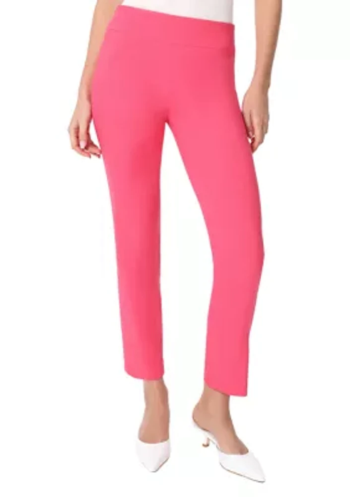 Women's Pull On Wide Waistband Front Seam Slim Ankle Pants