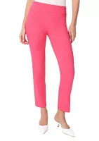 Women's Pull On Wide Waistband Front Seam Slim Ankle Pants