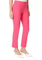 Women's Pull On Wide Waistband Front Seam Slim Ankle Pants