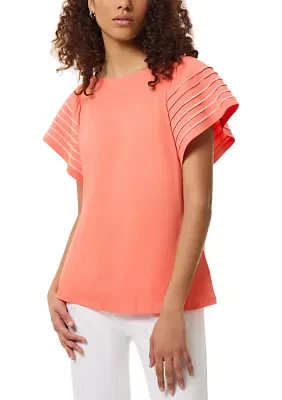 Women's Short Sleeve T-Shirt with Stitch Sleeves