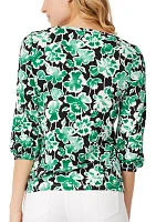 Women's Printed Moss Crepe Crew Neck Top