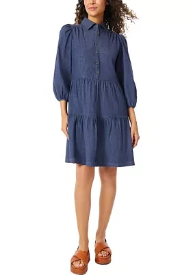 Women's Half Placket Tiered Dress