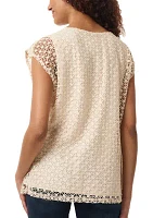 Petite Lafayette Lace Drop Shoulder Top