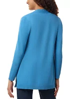 Petite Open Front Cardigan with Novelty Placket