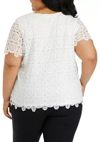 Plus Short Sleeve Lace Top