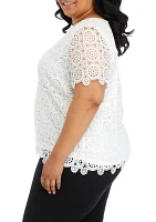 Plus Short Sleeve Lace Top