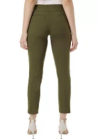 Petite Wide Waistband Front Seam Slim Ankle Pants