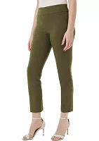 Petite Wide Waistband Front Seam Slim Ankle Pants