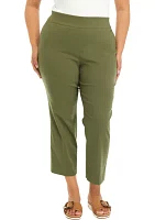 Plus Pull On Wide Waistband Front Seam Slim Ankle Pants