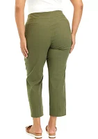 Plus Pull On Wide Waistband Front Seam Slim Ankle Pants