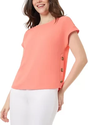 Women's Short Sleeve Button Side Blouse