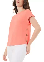 Women's Short Sleeve Button Side Blouse