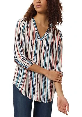 Women's 3/4 Sleeve Printed V-Neck Blouse