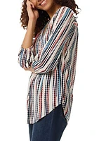 Women's 3/4 Sleeve Printed V-Neck Blouse