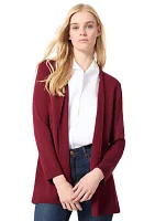 Women's Long Sleeve Open Front Cardigan with Placket