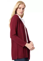 Women's Long Sleeve Open Front Cardigan with Placket