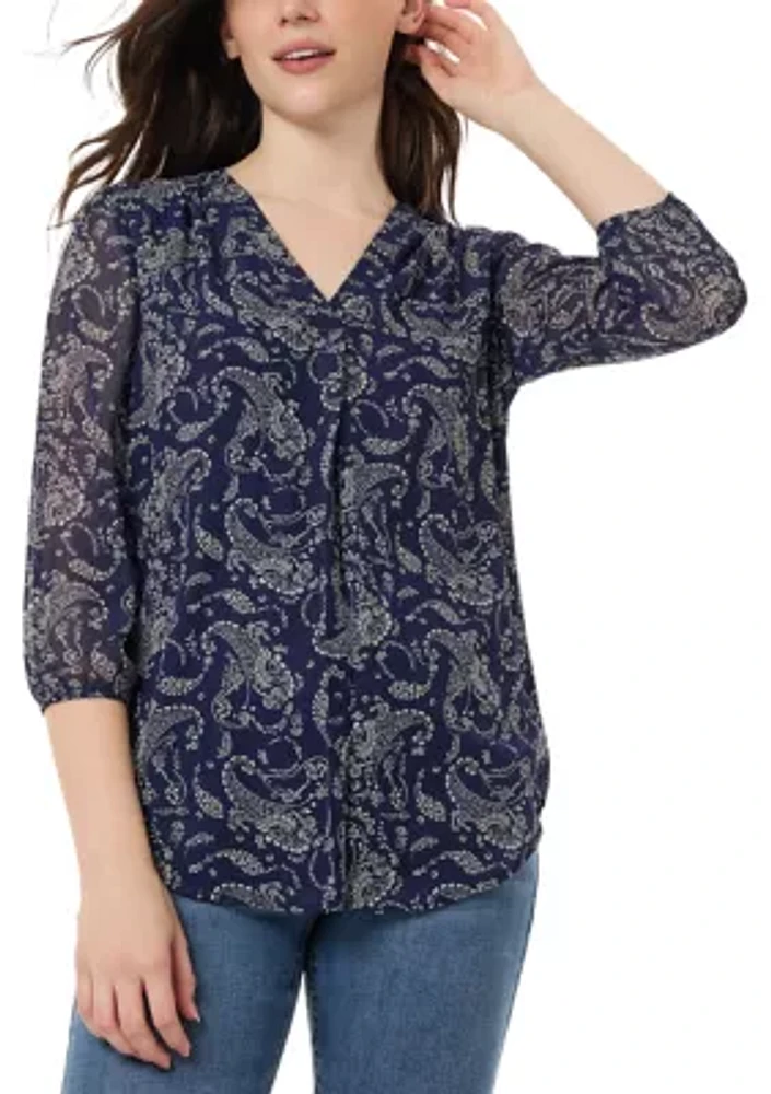 Women's Pacific Navy Printed Top