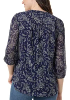 Women's Pacific Navy Printed Top