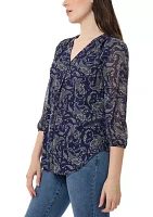 Women's Pacific Navy Printed Top