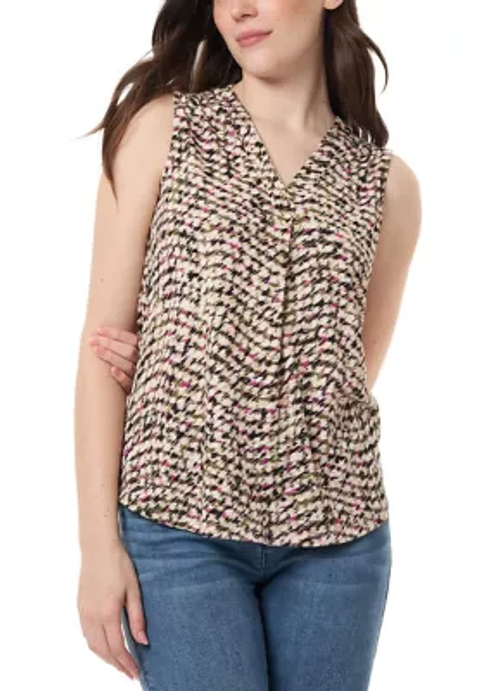 Women's V-Neck Print Crepe Sleeveless Top