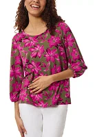 Women's Printed Crepe 3 Quarter Sleeve Top