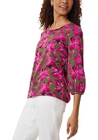 Women's Printed Crepe 3 Quarter Sleeve Top