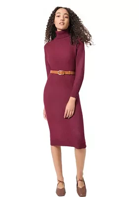 Women's Long Sleeve Turtleneck Sweater Dress