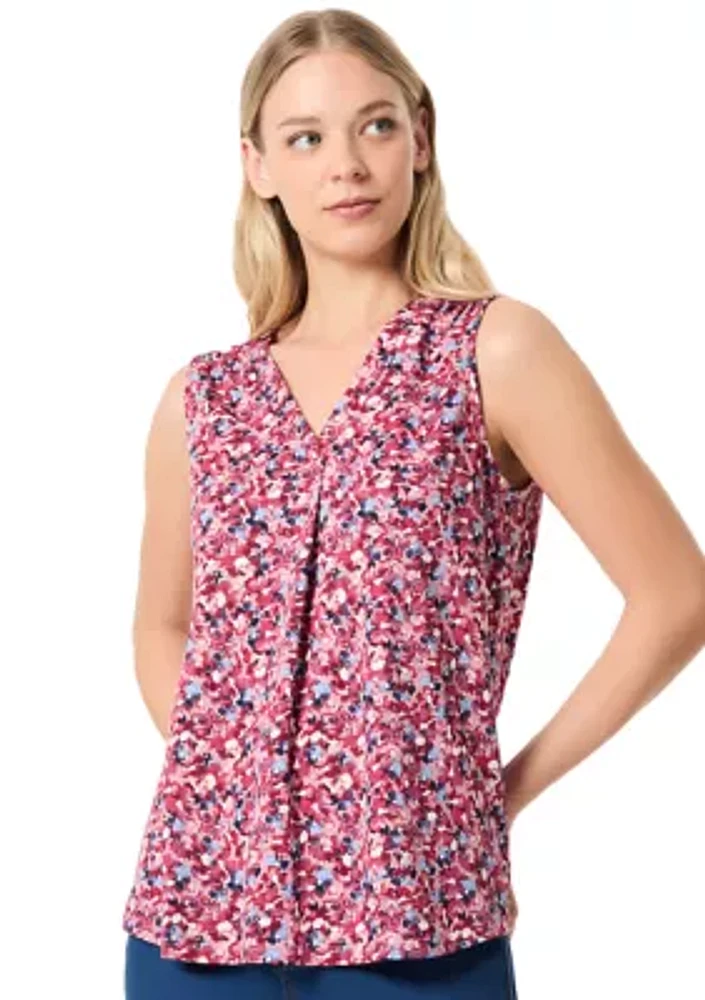 Women's Sleeveless Printed Moss Crepe Top