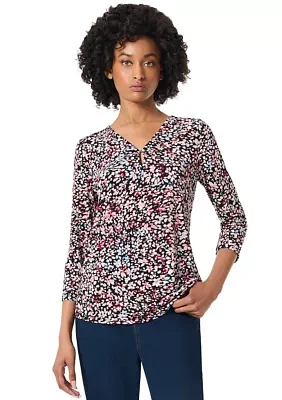 Women's Printed V-Neck Top