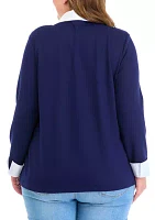 Plus Long Sleeve Poplin Top