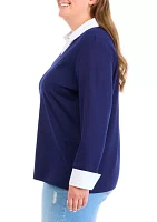 Plus Long Sleeve Poplin Top