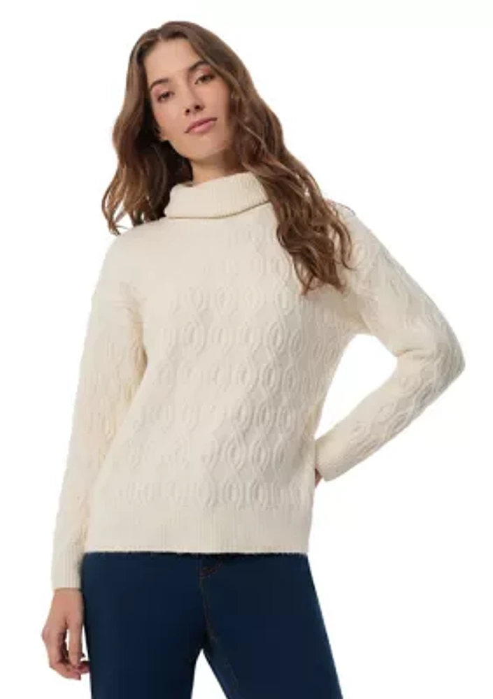 Women's Long Sleeve Twist Ribbed Turtleneck Sweater