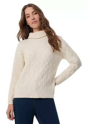 Petite Rib Twist Cable Turtleneck Sweater