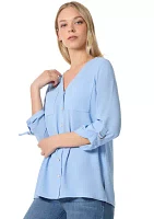 Women's 3 Quarter Roll Sleeve V-Neck Tunic