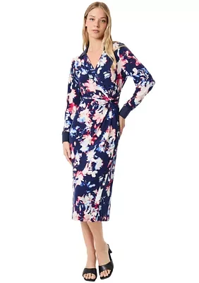 Women's Printed Wrapped Midi Dress