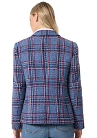 Women's Long Sleeve Faux Double Breasted Tweed Blazer