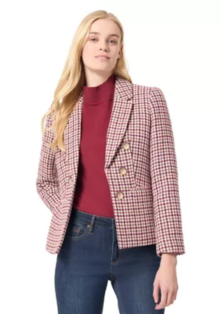 Women's Faux Double Breasted Tweed Jacket