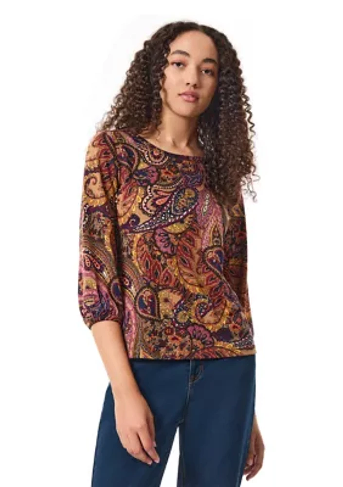 Women's 3/4 Sleeve Printed Moss Crepe Blouse