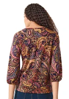 Women's 3/4 Sleeve Printed Moss Crepe Blouse